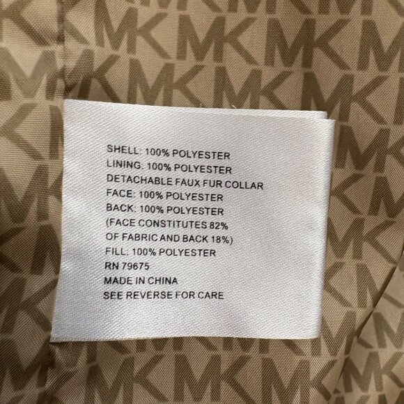 Michael Kors Tan Quilted Jacket W/ Sherpa Collar Zip Closure Womens Size M - Picture 9 of 16